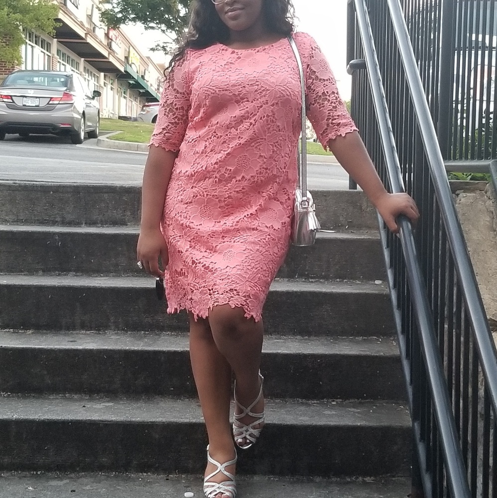 Peach Lace Dress wedding, evening, event dress